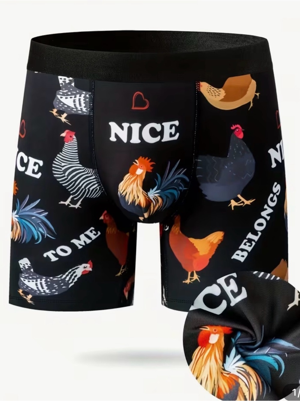 Boxer Briefs with Rooster Print S M L XL XXL